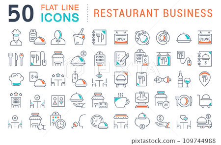 Set Vector Line Icons of Restaurant Business 109744988