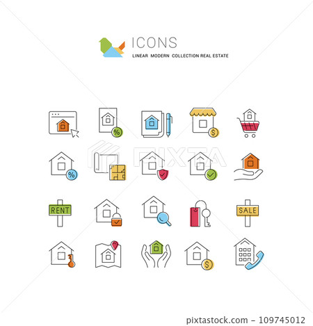 Set Vector Line Icons of Real Estate 109745012