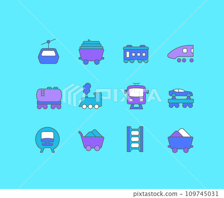 Set of Simple line Icons of Rail Transport 109745031