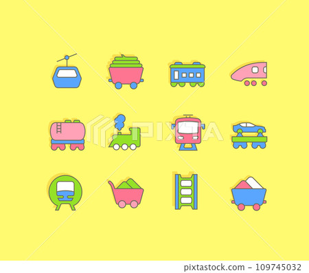 Set of Simple line Icons of Rail Transport 109745032