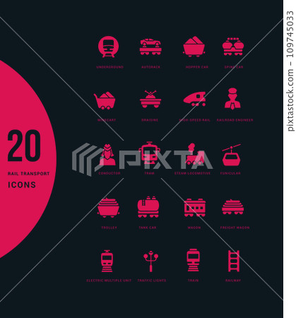 Set of Simple Icons of Rail Transport Set of Simple Icons of Rail Transport 109745033