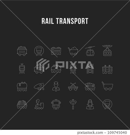 Set Vector Line Icons of Rail Transport. Set Vector Line Icons of Rail Transport. 109745040