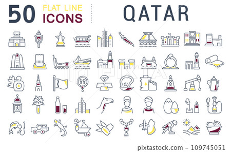 Set Vector Line Icons of Qatar. 109745051
