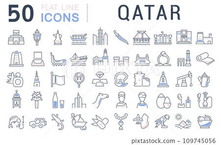 Set Vector Line Icons of Qatar. 109745056