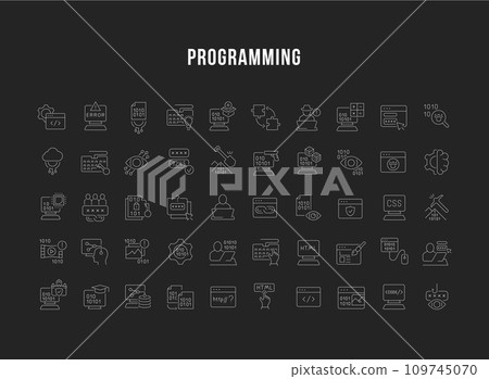 Set Vector Line Icons of Programming Set Vector Line Icons of Programming 109745070