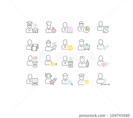 Set Vector Line Icons of Professions. 109745080