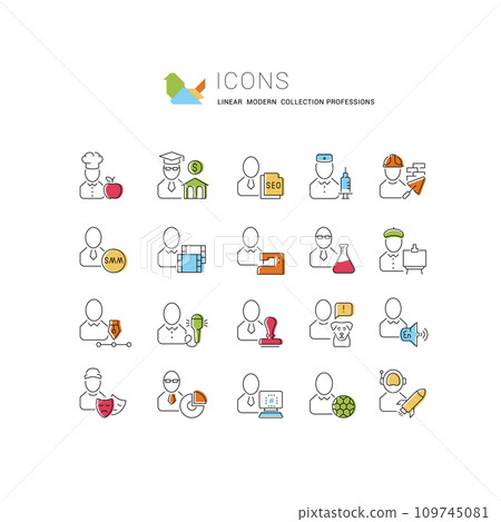 Set Vector Line Icons of Professions. Set Vector Line Icons of Professions. 109745081