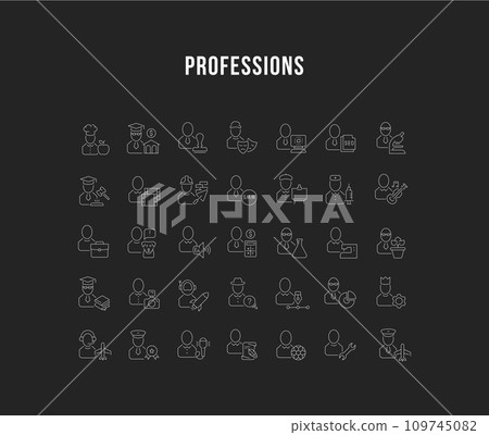 Set Vector Line Icons of Professions. 109745082