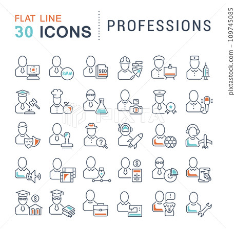 Set Vector Line Icons of Professions. Set Vector Line Icons of Professions. 109745085