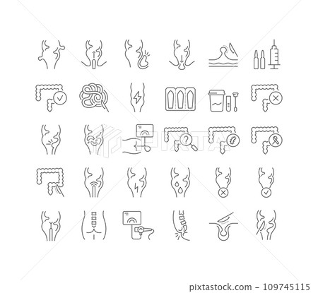 Set of linear icons of Proctology 109745115