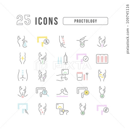 Set of linear icons of Proctology 109745116