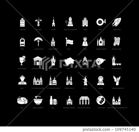 Set of simple icons of Prague Set of simple icons of Prague 109745140