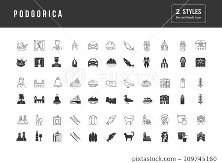 Set of simple icons of Podgorica Set of simple icons of Podgorica 109745160