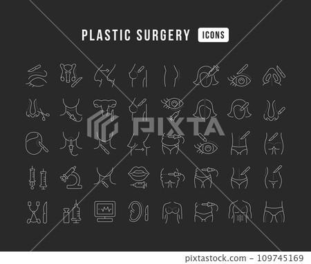 Set of linear icons of Plastic Surgery 109745169