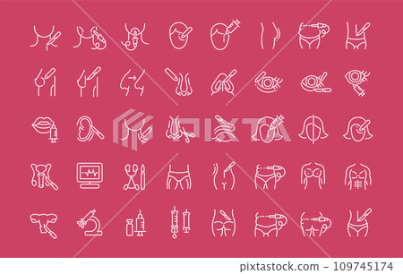 Set of Line Icons of Plastic Surgery. 109745174