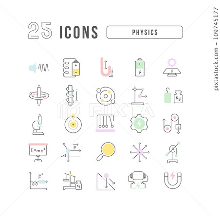 Set of linear icons of Physics 109745177