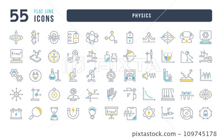 Set of linear icons of Physics 109745178