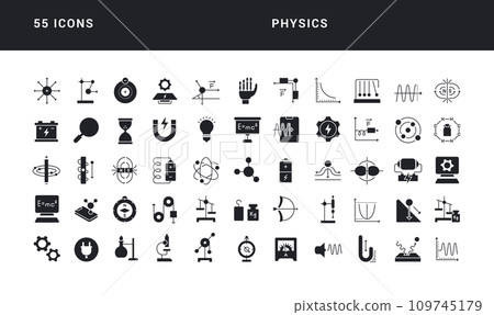 Set of simple icons of Physics 109745179