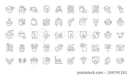 Set Vector Line Icons of Marketing 109745181