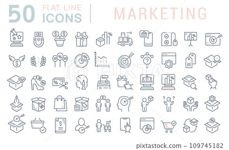 Set Vector Line Icons of Marketing 109745182