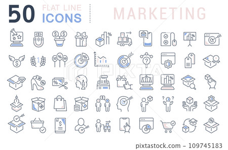 Set Vector Line Icons of Marketing 109745183