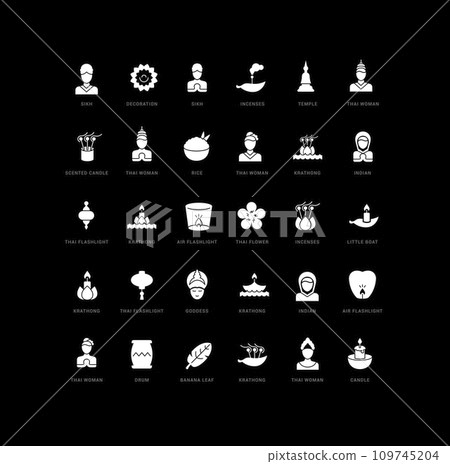 Vector Simple Icons of Loi Krathong Vector Simple Icons of Loi Krathong 109745204