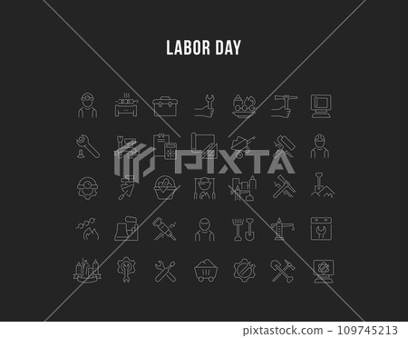 Set Vector Line Icons of Labor Day 109745213
