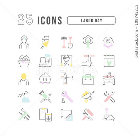 Set of linear icons of Labor Day Set of linear icons of Labor Day 109745215