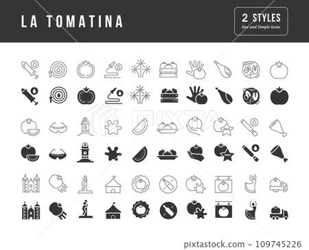 Vector Simple Icons of La Tomatina Vector Simple Icons of La Tomatina 109745226