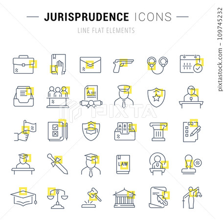 Set Vector Line Icons of Jurisprudence 109745232