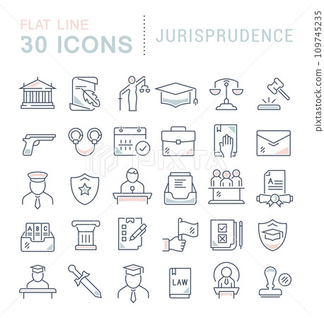 Set Vector Line Icons of Jurisprudence Set Vector Line Icons of Jurisprudence 109745235