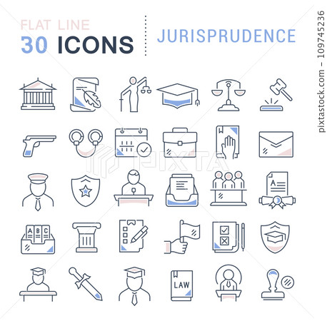 Set Vector Line Icons of Jurisprudence Set Vector Line Icons of Jurisprudence 109745236