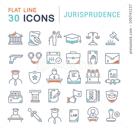 Set Vector Line Icons of Jurisprudence Set Vector Line Icons of Jurisprudence 109745237