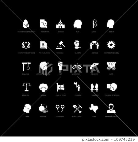 Set of simple icons of Juneteenth 109745239