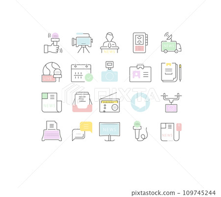 Set Vector Flat Line Icons Journalism Set Vector Flat Line Icons Journalism 109745244