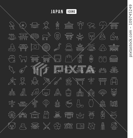 Set of linear icons of Japan Set of linear icons of Japan 109745249