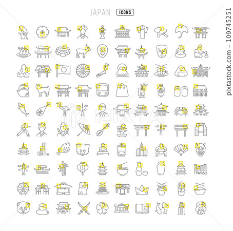 Set of linear icons of Japan Set of linear icons of Japan 109745251