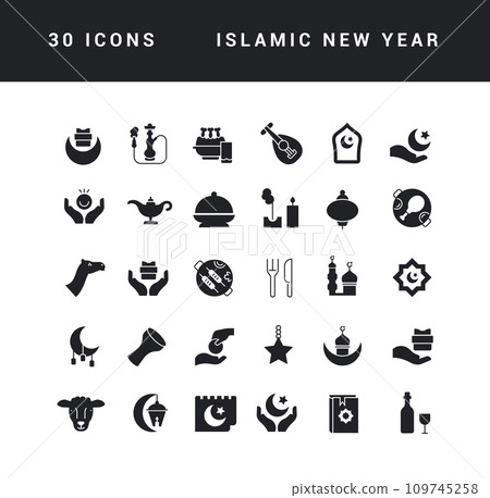 Vector Simple Icons of Islamic New Year Vector Simple Icons of Islamic New Year 109745258
