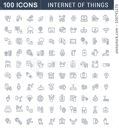 Set Vector Line Icons of Internet of Things 109745270