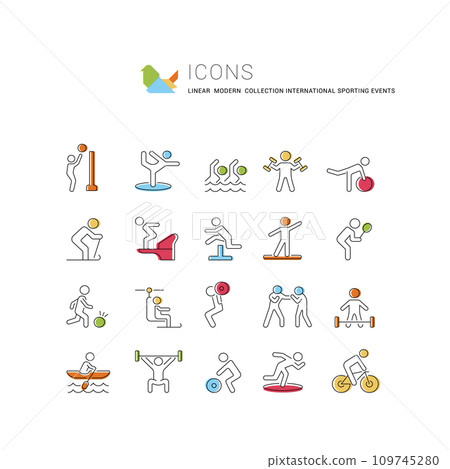 Set Vector Line Icons of International Sporting Events Set Vector Line Icons of International Sporting Events 109745280