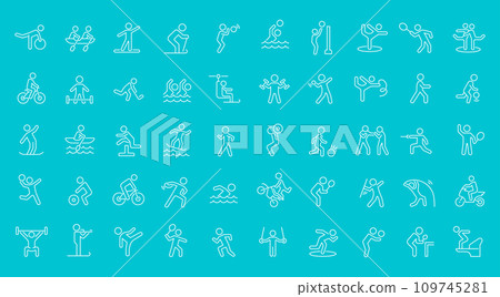 Set of Line Icons of International Sporting Competition Set of Line Icons of International Sporting Competition 109745281