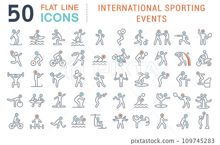 Set Vector Line Icons of International Sporting Events 109745283
