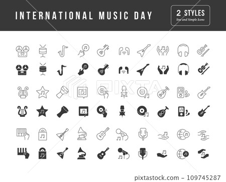 Vector Simple Icons of international Music Day 109745287