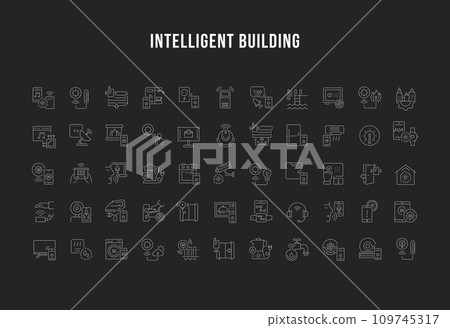 Set Vector Line Icons of Intelligent Building. Set Vector Line Icons of Intelligent Building. 109745317