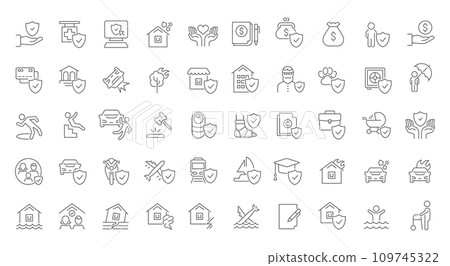 Set Vector Line Icons of Insurance 109745322