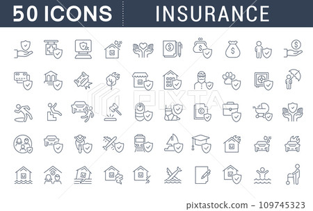 Set Vector Line Icons of Insurance 109745323