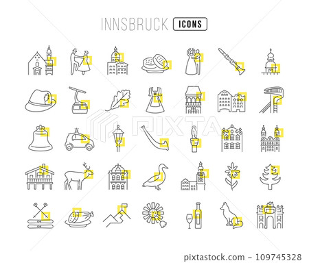 Set of linear icons of Innsbruck 109745328