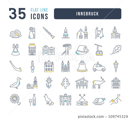 Set of linear icons of Innsbruck 109745329