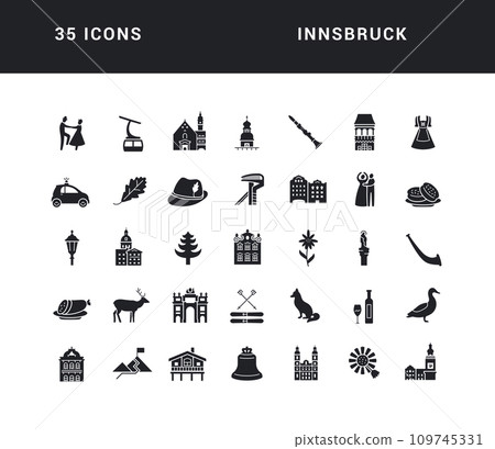 Set of simple icons of Innsbruck 109745331