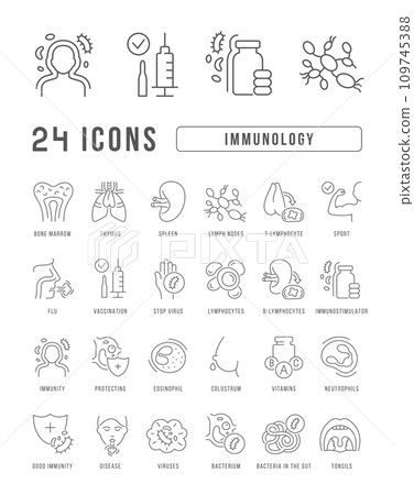 Set of linear icons of Immunology-插圖素材 [109745388] - PIXTA圖庫